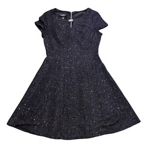 ALYX Dress Black Sparkle‎ Fit and Flare Party Cocktail Short Sleeve Sz 4